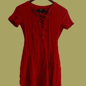 Forever 21 red lace-up dress. 🍂